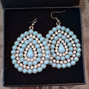 Elegant Blue and Silver Teardrop Earrings